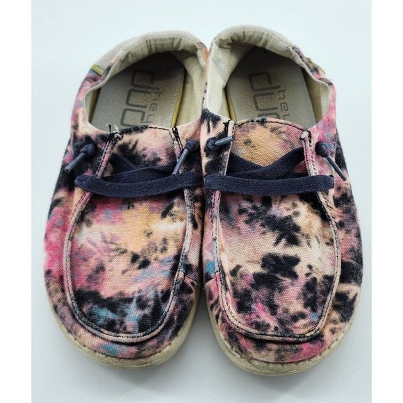 Hey Dude Women's Wendy Tie Dye Navy Pink Casual Beach Slip On Sneakers Size 5 - Picture 3 of 10